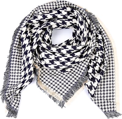 Bijoutheek Sjaal (Fashion) pied de poule (115cm x 115cm) Zwart