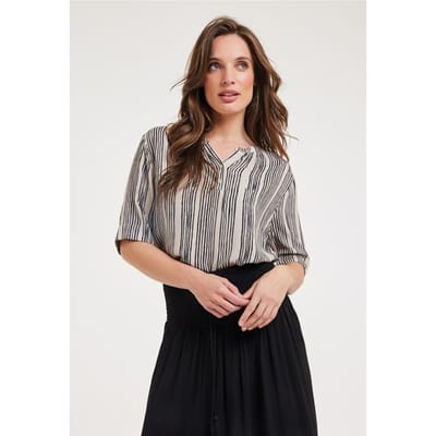 DIDI Blouse Vaya Feather Grey Wavy Print Maat: 48 | Blouses Outlet | Dames | Zwart