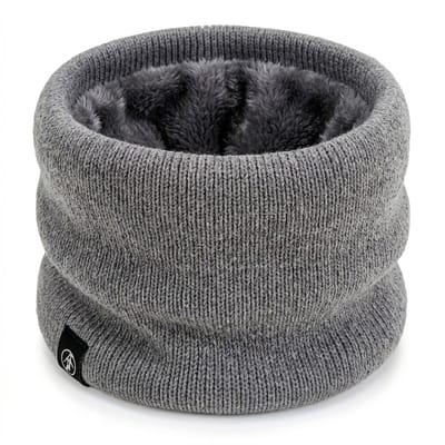 Grijs nek warmer unisex buff effen gebreide nekwarmer met zachte voering stretch hals warmer winter sjaal voor dames en heren geschikt voor buiten activiteiten wandelen fietsen hardlopen