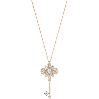 Swarovski Mode Traditioneel Geluksknoop Sleutel Slot Ketting Dames ketting 5194405 Rose Gold,F