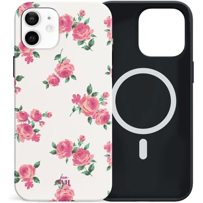 xoxo Wildhearts siliconen hoesje geschikt voor iPhone 11 hoesje - Dream Rose - Magnetisch telefoonhoesje - Magneet case - Kwalitatieve backcover - TPU materiaal - Hoesje met rozen - Roses - Wit / Creme