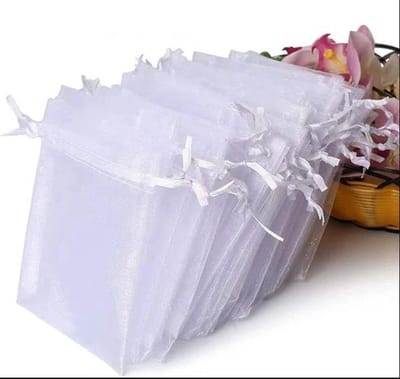 PolkaHome 50 stuks witte organzazakjes, cadeauzakje organza, sieradenzakjes, bruiloftszakjes, lavendelzakjes, bruiloftsfavoriet