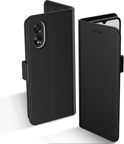 Geschikt voor Oppo A38 4G - Inklapbaar - Flip case met Standfunctie - Kaartenvakjes - Book Case Hoesje - Zwart