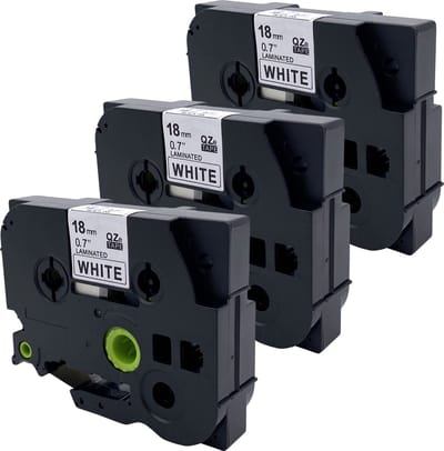 DULA Brother Compatible label tape- Tze-241 - 3 cassettes - Brother P-Touch - Zwart op wit - 18mm x 8m