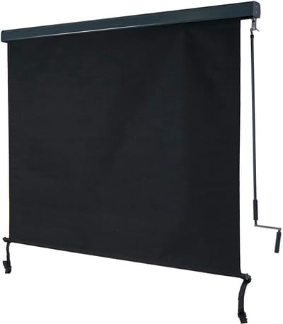 Verticale markies MCW-F42, verticale markies, zichtbescherming, buitenrolgordijn, rolgordijn, UV-bescherming 50 stof ~ 250x180cm, zwart