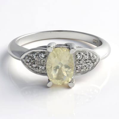 Cavill - Zilveren Ring - 925 Sterling Zilver - Orthoklaas 0,73 ct Antiek Slijpsel - 10 Witte Topazen 0,066 ct - Elegante Damesring Maat 17
