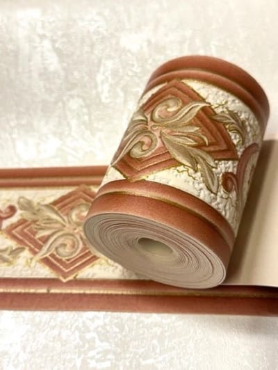 Terra Cotta | Oranje crème terra behangrand 9,5 cm – 5 meter | Hermitage