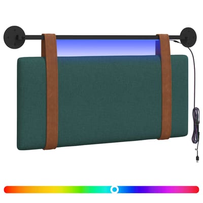 vidaXL Hangend hoofdbord Met LED-verlichting Donkergroen Antiek PU