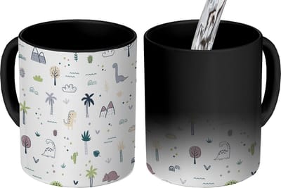 Magische Mok - Foto op Warmte Mokken - Koffiemok - Dinosaurus - Bomen - Patronen - Magic Mok - Beker - 350 ML - Theemok
