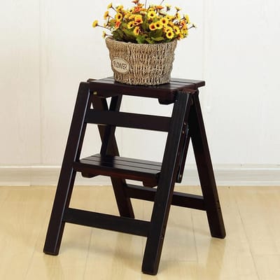 Opstapje Hout - Krukje Ladder - Huishoudelijk Hulpje - Inklapbaar Ontwerp - 5000 Gram - Naturel