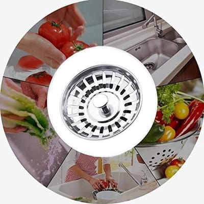 RVS Afvoergat Plug en Zeef voor Keuken, Vervangbare Afvoerplug voor Voedsel en Haar, Geschikt voor 78mm tot 84mm Gaten (2, 82mm)