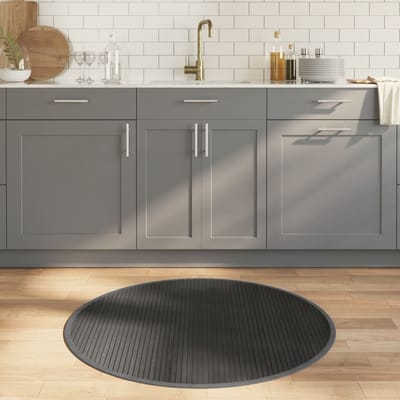 vidaXL - Vloerkleed - rond - 100 - cm - bamboe - grijs
