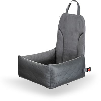 Voorstoel Honden Autostoel Mand – DogSeat Luna Cruise® – Grijs – Voor Kleine Honden – Met veiligheidsriem en gesp – Voorstoel & Achterbank – Waterafstotend & Krasbestendig – Luxe Autostoel Hond
