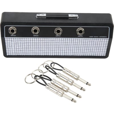 Boîte de rangement pour fiches de guitare Support mural Porte-clés pour amplificateur de guitare avec 4 porte-clés black