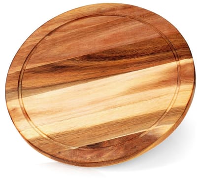 Excellent Houseware Serie - Houten Snij- en Serveerplank - 30 cm - Rond - Met Sapgeul