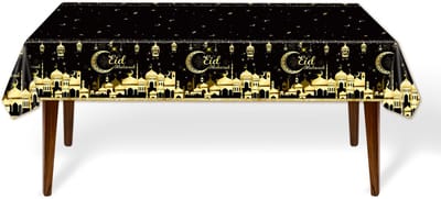 LUQ – Tafelkleed Ramadan – Zwart-Goud – Luxe Tafeldecoratie – Islamitisch Feest – Ramadan Decoratie