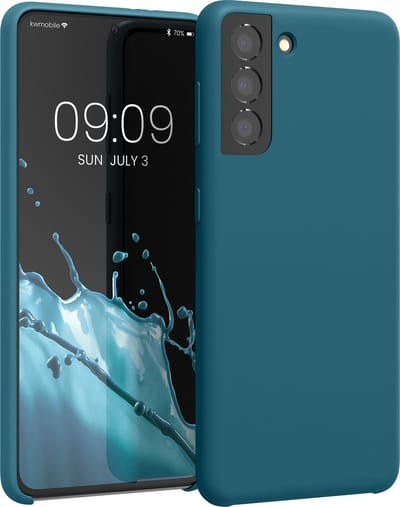 kwmobile telefoonhoesje geschikt voor Samsung Galaxy S21 - Hoesje met siliconen coating - Smartphone case in mat petrol