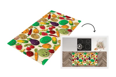 Keukenloper - Loper keuken - Kawaii - Patronen - Groente - Fruit - 120x60 cm - Keukenloper vinyl