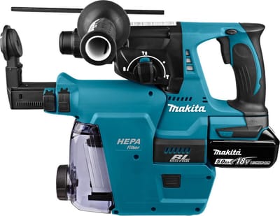 Makita combihamer - DHR242RTJW - 18 V - SDS-Plus - incl. 2 x 5,0 Ah accu en snellader - in Mbox - met stofafzuiging