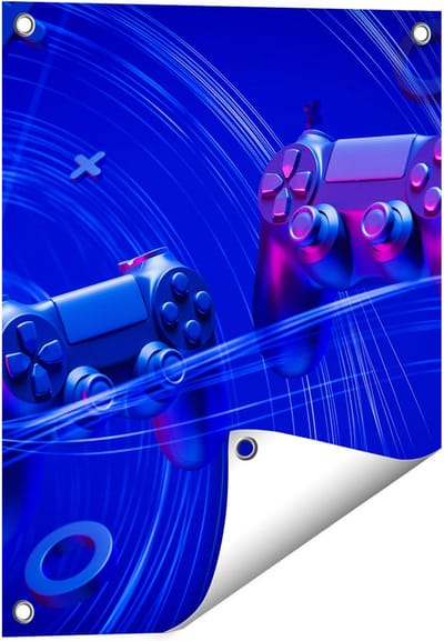 Gards Tuinposter Twee Gaming Controllers - Gamen - 40x50 cm - Tuindoek - Tuindecoratie - Wanddecoratie buiten - Tuinschilderij
