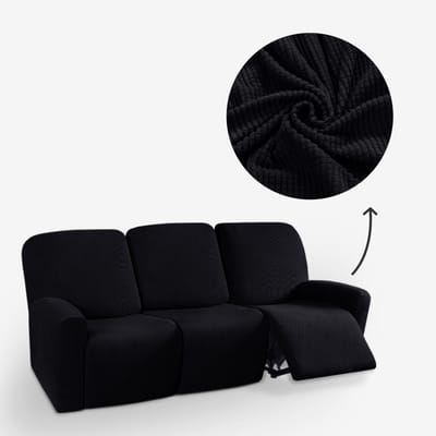 BankhoesDiscounter Knitted Recliner Fauteuil Hoes – Relaxzetel – Relax Sofa Hoes – Bankbeschermer – Zetel Hoes - Sofa Cover - M3 (175-231cm) - Zwart