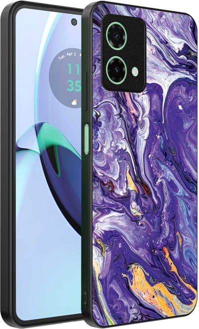 Geschikt voor Motorola Moto G84 Telefoonhoesje met Paars Goud Marmer Opdruk - TPU Backcover Case Purple Gold Marble Design - Paars Goud - Smartphonica geschikt voor Motorola Moto G84