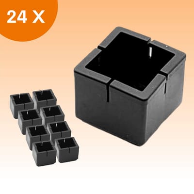 FLOOQ Stoelpoot Doppen – met Anti-Kras Vilt – Stoelpoot beschermers - Vloerbescherming – Stoelpootbeschermers – 24 Stuks – 30-35mm – Zwart – Vierkant