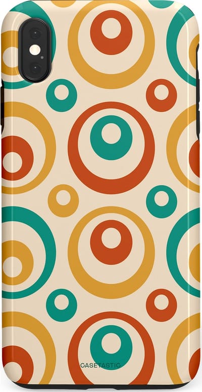 Casetastic hoesje geschikt voor Apple iPhone XS Max - Dubbellaagse bescherming - Bolletjes boogie - Fashion Case - Crème Terracotta Goud Turquoise