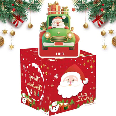 Gelddoos voor contant geld - Spaarpot geschenkdoos - Feestelijke presentatie - Interactief spel - 24.3L x 11.8B cm - Kerstman motief