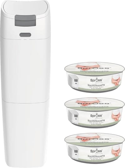 Geurloze Luieremmer met Eénhandbediening en 3 Navulcassettes - Hygiënisch Luiers Weggooien