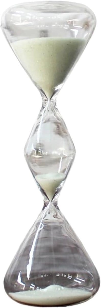 Zandloper Decoratie - Tijdmeter Sier - Klassikaal Gebruik - Onregelmatige Vorm - 30 x 9 cm - Wit