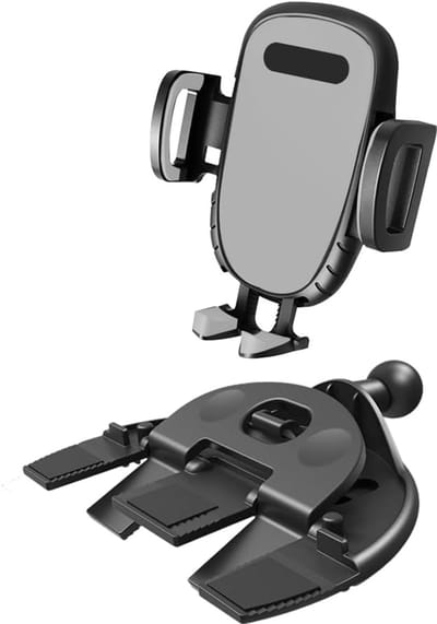 Telefoonhouder Auto - Mobielehouder CD Slot - Veilig Rijden - One Touch Vergrendeling - 6.5-10.7cm Breed - Grijs