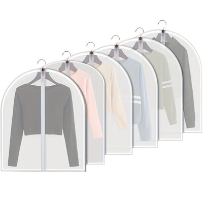 Ynkkvre -Nederlands: 6-delige Transparante Kledinghoezen Set 60x80 cm – Ritssluiting, Herbruikbaar – Beschermt Kleding tegen Stof, Vocht en Motten