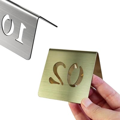 Tafelnummers Set - Genummerde Kaarten - Gast Ontvangst - Dubbelzijdig Bedrukt - 5 Stuks - Goud