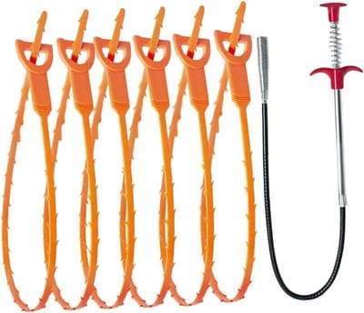 Afvoer Ontstopper Gereedschap - Haartrekker Set - Verstopping Verhelpen - Beschadigt Leidingen Niet - 60 cm Lengte - Gemengde Kleur