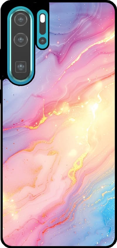 Smartphonica Telefoonhoesje Geschikt voor Huawei P30 Pro met Regenboog Glitter Marmer Opdruk - TPU Backcover Case Rainbow Glitter Marble Design geschikt voor Huawei P30 Pro