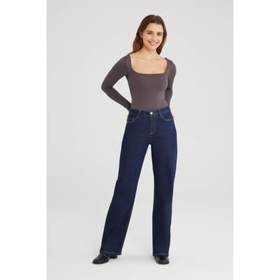 Nova jeans met middelhoge taille, normale lengte, 5 zakken, onbewerkt