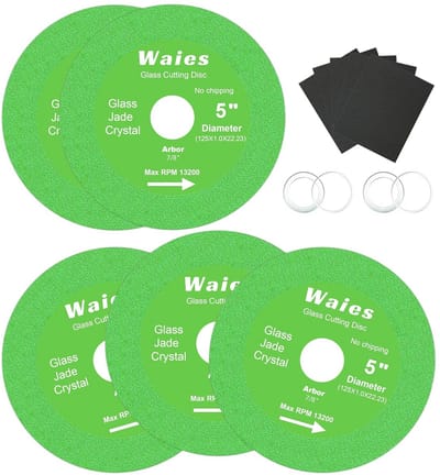 Glazen doorslijpschijf 125 mm x 22,23 mm voor haakse slijper - Diamantzaagblad voor glas, jade en kristaltegels