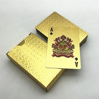 Dernières Cartes à Jouer en Or 24K Plastique Jeu de Poker Paquet de Cartes Poker Feuille Cartes Résistantes à l'Eau Collection Cadeau Jeu de Société de Jeu