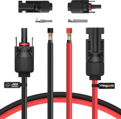 Zonnepaneel Kabel - Verlengkabel Set - Energie Opwekken - Koperen Geleider - 10 Voet 10AWG - Zwart Rood