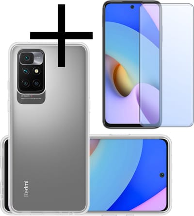 Hoesje - Met Screenprotector - Geschikt voor Xiaomi Redmi 10 2022 - Sterk & Shockproof - Back Cover - Siliconen Case - Telefoon Hoes - Transparant