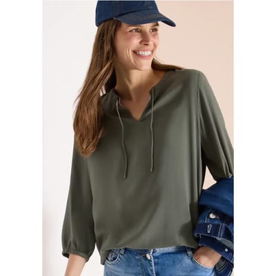3/4-mouwen blouse met gespleten hals