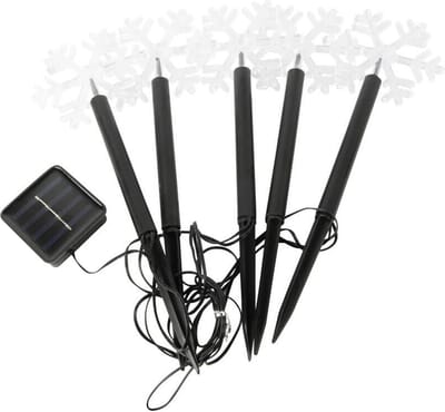 Solar priklampjes sneeuwvlokken 'Vixen' - 5 lampjes aan 1 snoer - Warm wit licht - Sneeuwvlokken - Ideaal als kerst- of feestverlichting