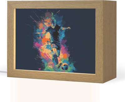 Nachtlampje 20x15 cm - Kinder lampje - Voetballer - Bal - Kleurexplosie - Abstract - Tafellamp kinderkamer - Slaapkamer lamp - Bedlamp kinderen - Kinderlampje stopcontact - Wandlamp babykamer - Nachtlampjes