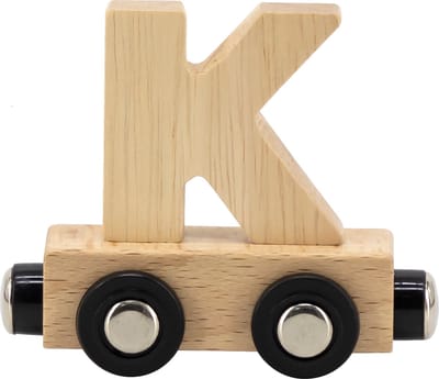 Tryco Houten Naturel Lettertrein Letter K - Letterwagon voor Woorden en Naamtreinen - Stimuleert Creativiteit en Motoriek - Vanaf 3 Jaar