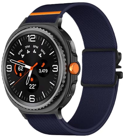 Nylon bandje - geschikt voor Samsung Galaxy Watch 8 (40mm) / Galaxy Watch 8 (44mm) / Galaxy Watch 8 Classic - parachute sluiting - donkerblauw