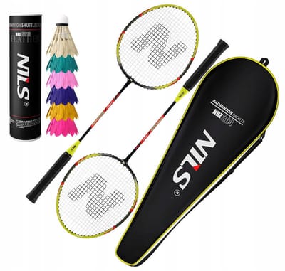 Nils Badmintonset: 2 rackets, 6 dons en schoffels