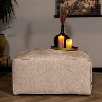 Bronx71® Hocker Memphis wit/beige stof chenille