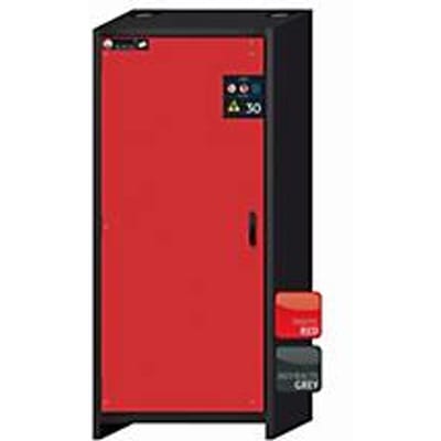 Veiligheidskast type 30 asecos Q-CLASSIC-30, scharnierende deur, links scharnier, voorzijde in verkeersrood, B 864 x D 620 x H 1947 mm