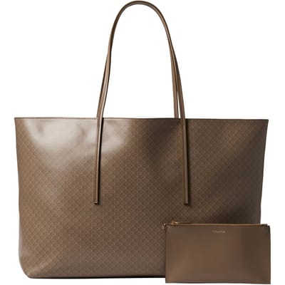 Calvin Klein Emblem Aop Large Tote Desert Taupe Aop Taglia: OS | Borse a mano Outlet | Donna | Nero